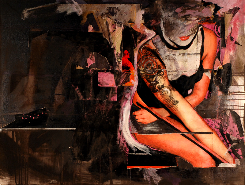 Cravache, Huile et collages sur toile, 60 x 80 cm web