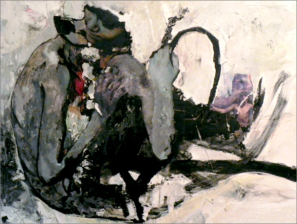 Crise Passion, techniques mixtes sur toile 93 sur 65 cm.2010.w